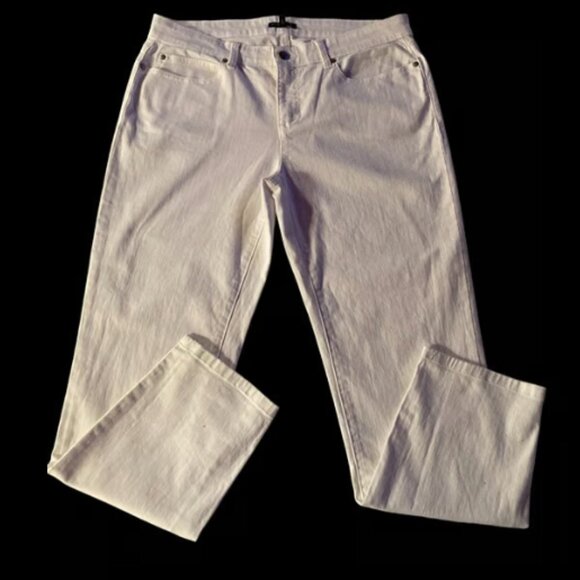 Eileen Fisher White Organic Cotton Slim Ankle Jeans Size 14P Retail $178 - Picture 1 of 8